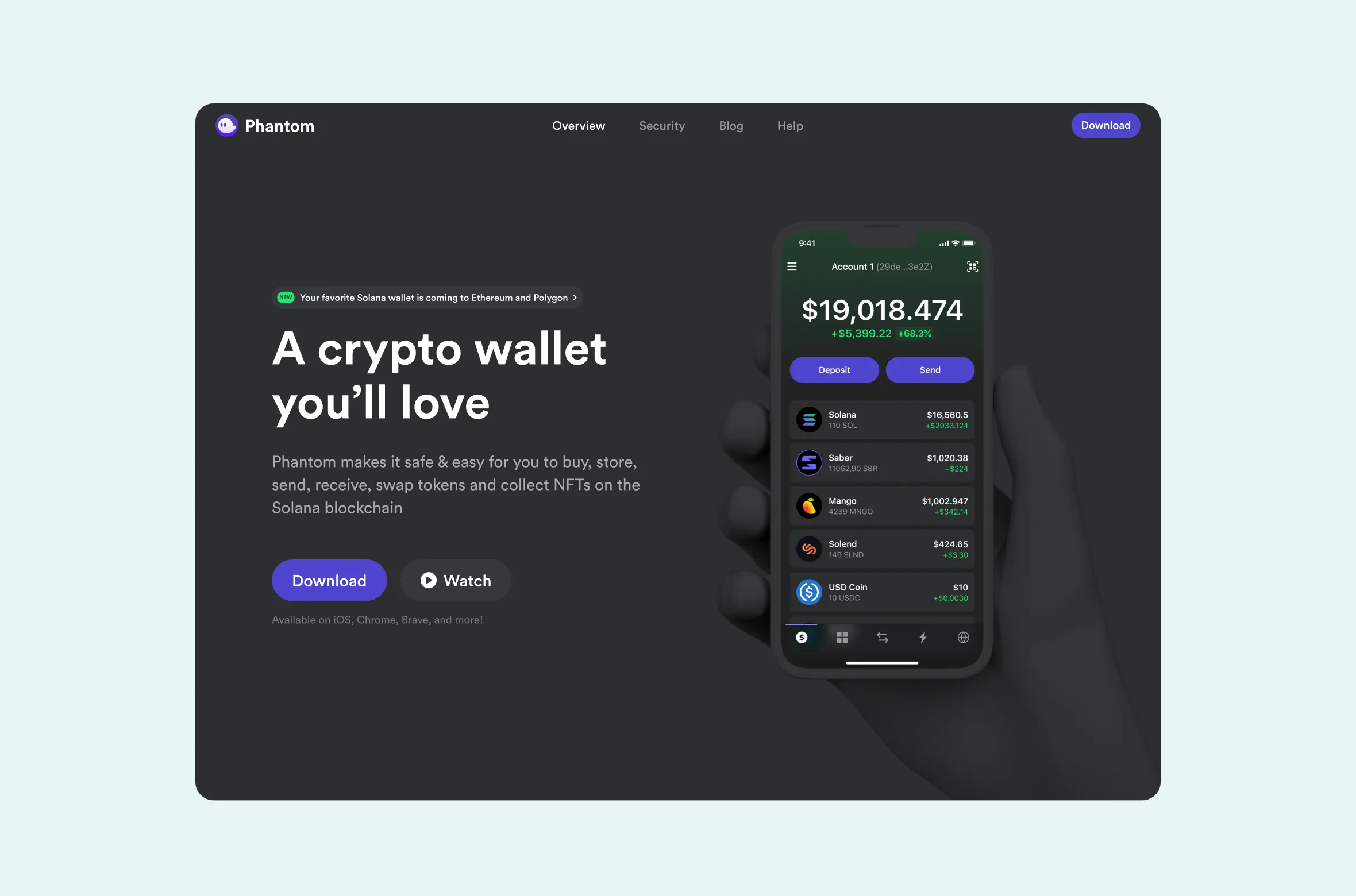 Phantom marketing homepage